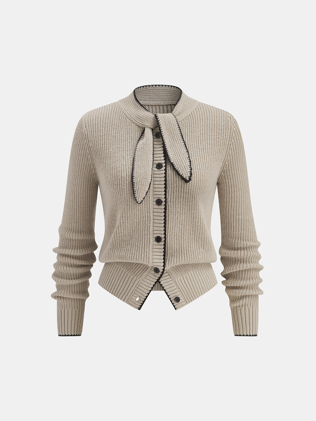 Women’s Ribbed Knit Scarf Neck Cardigan