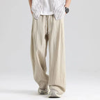 Men's Wide Leg Drawstring Linen Trousers