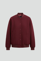 Women's Ribbed Collar Button-Front Varsity Jacket