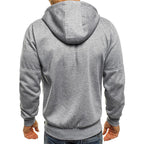 Men's Full-Zip Contrast Hoodie with Chest Pocket Detail