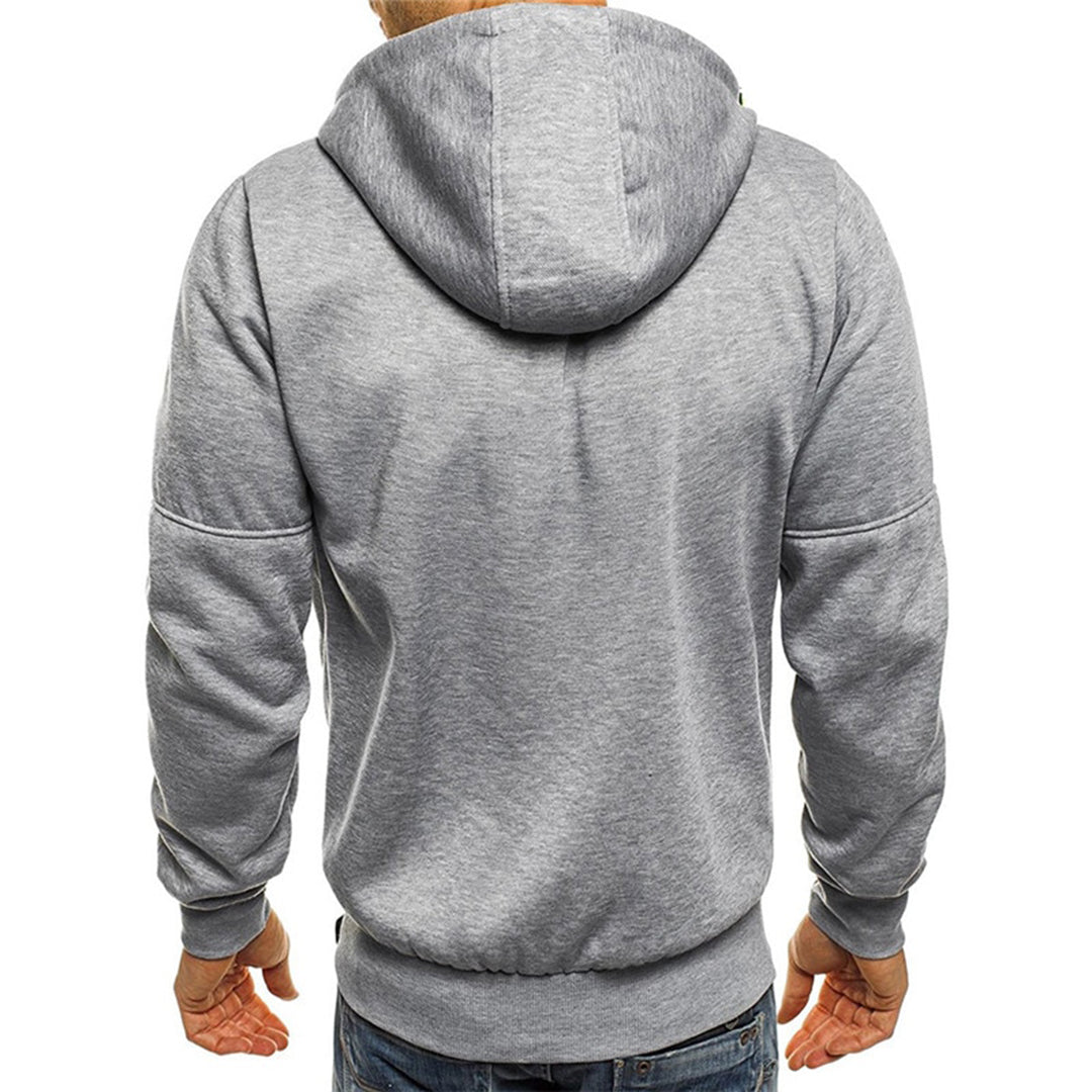 Men's Full-Zip Contrast Hoodie with Chest Pocket Detail