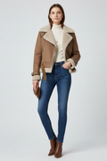 Women's Shearling Trim Biker Style Jacket