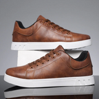 Men's Leather Look Lace-Up Low-Top Sneakers