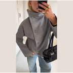 Women's Oversized Funnel Neck Double-Breasted Coat