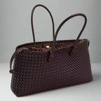 Women's Woven Leather Structured Tote Bag
