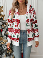 Women’s Christmas Print Plush Fleece Zip-Up Hoodie