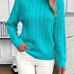 Women’s Classic Cable Knit Mock Neck Sweater