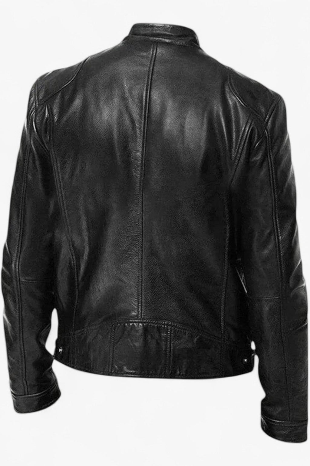Men's Fitted Faux Leather Moto Style Jacket