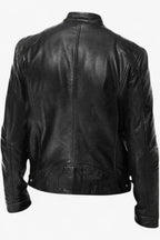 Men's Fitted Faux Leather Moto Style Jacket