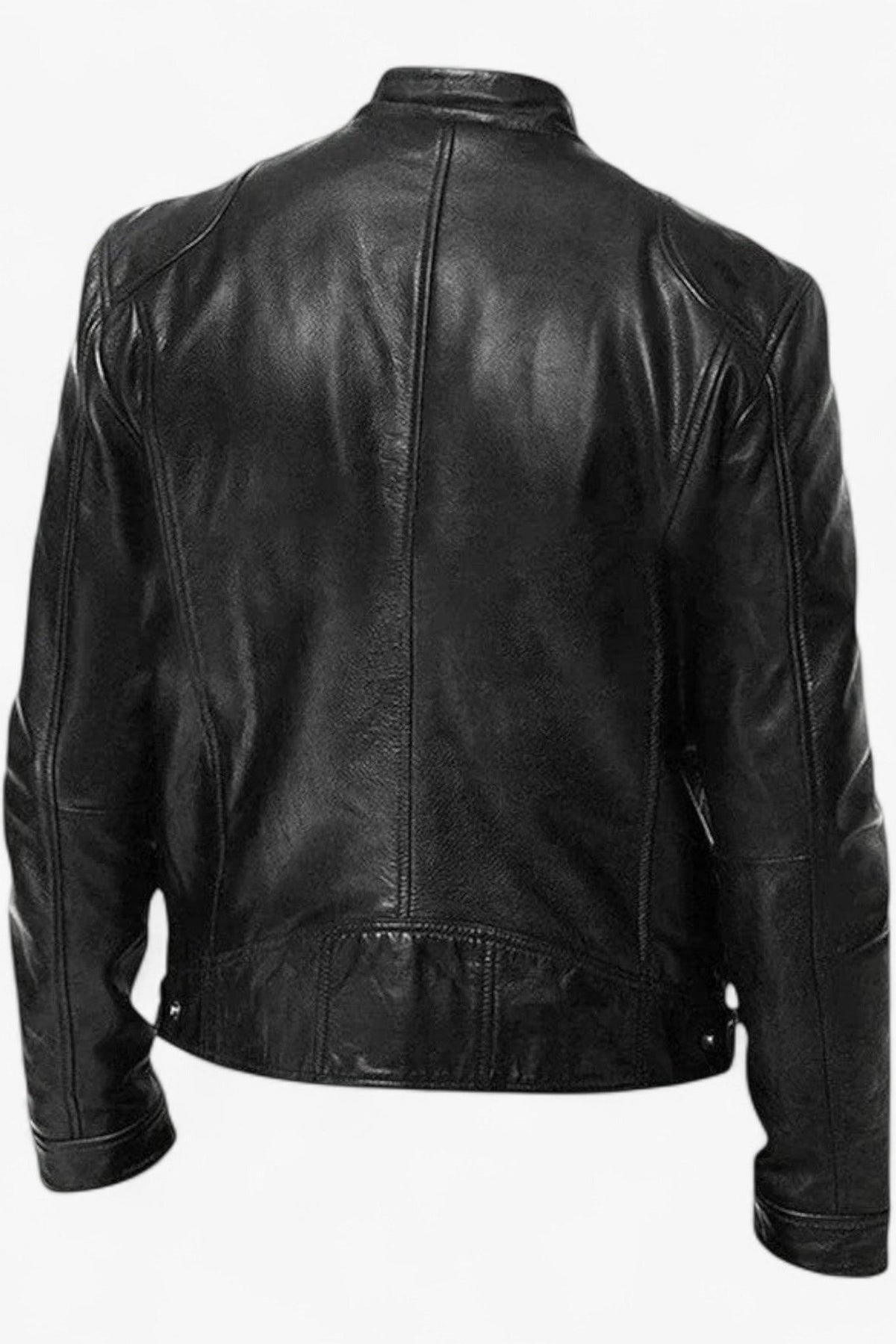 Men's Fitted Faux Leather Moto Style Jacket