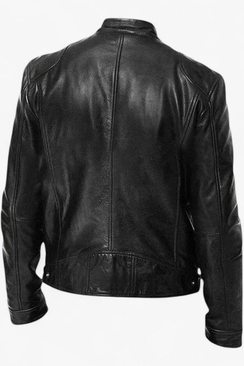Men's Fitted Faux Leather Moto Style Jacket