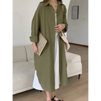 Women's Oversized Button-Front Long Shirt Dress