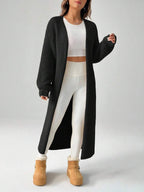 Women's Longline Open-Front Ribbed Knit Cardigan