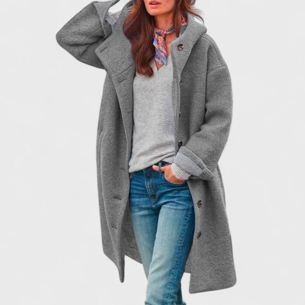 Women's Oversized Longline Button-Front Textured Coat