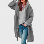 Women's Oversized Longline Button-Front Textured Coat