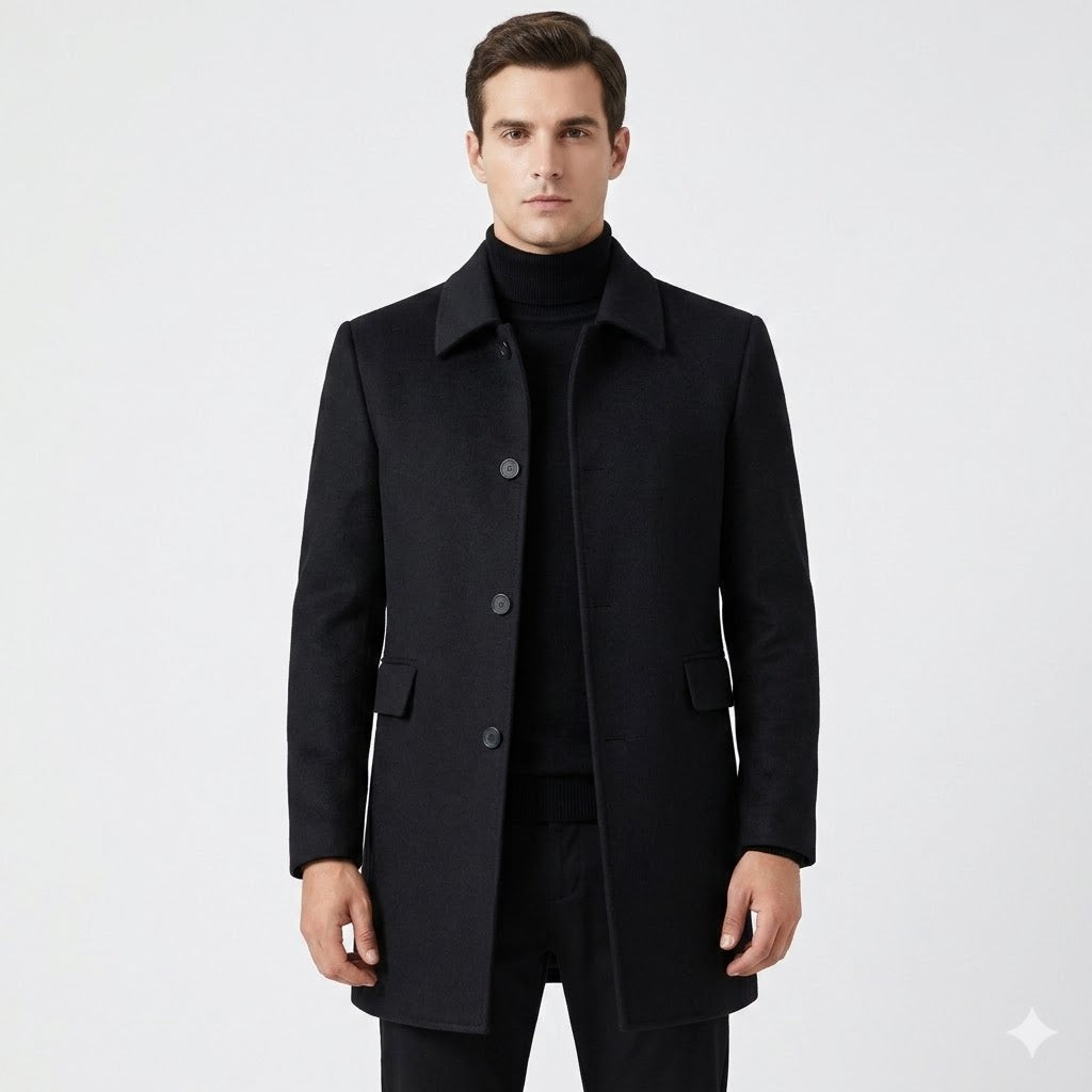 Men's Single-Breasted Tailored Overcoat