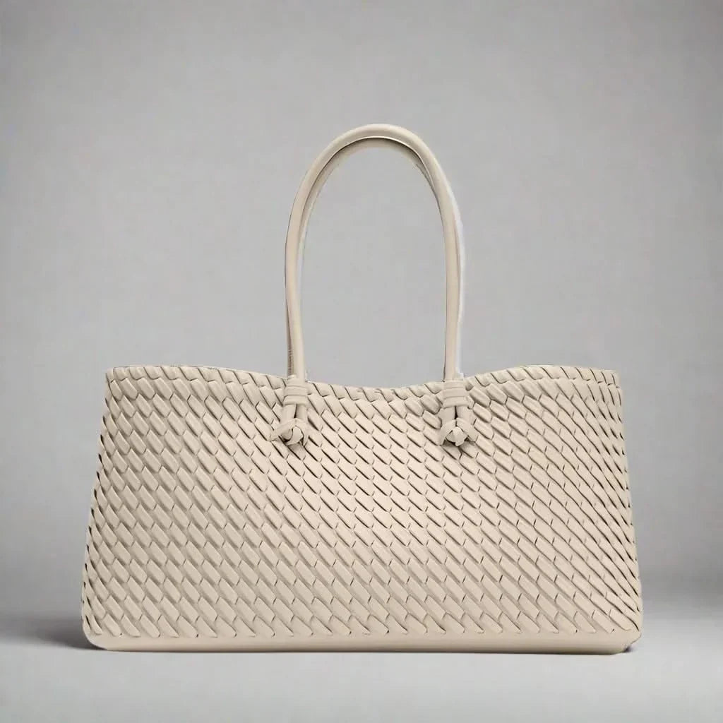 Women's Woven Leather Structured Tote Bag