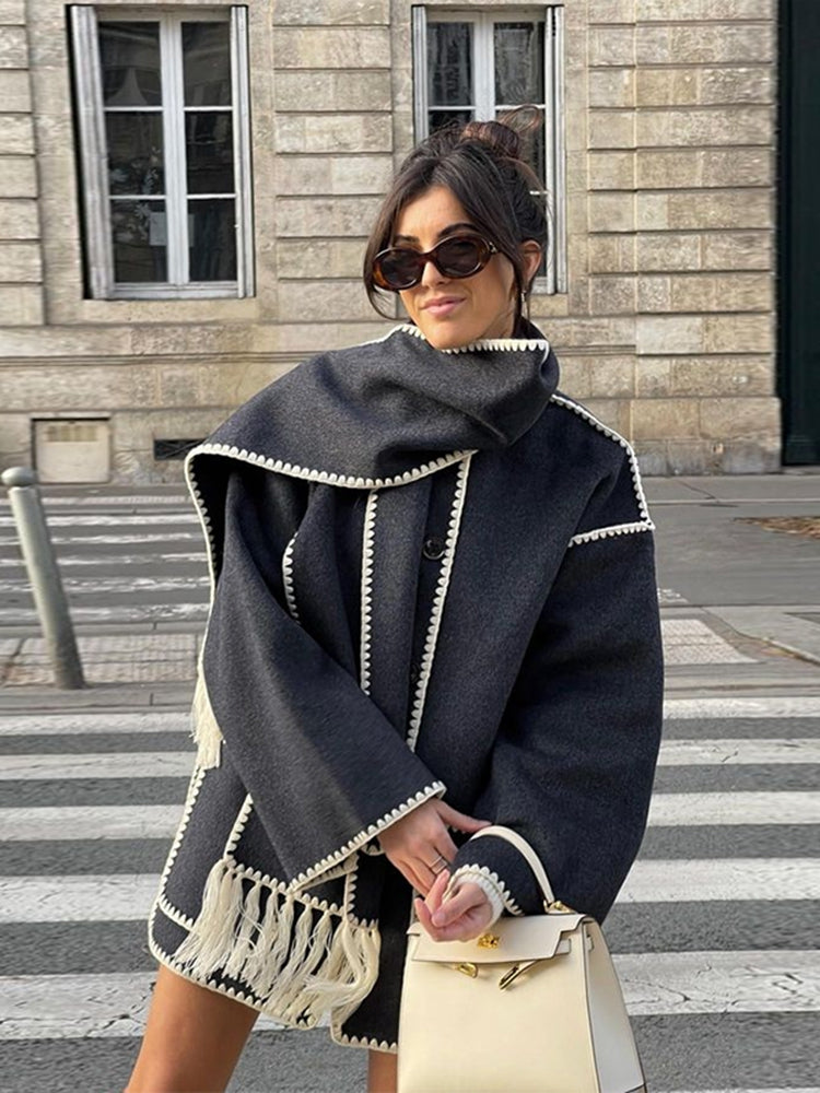 Women’s Blanket Stitch Scarf Jacket