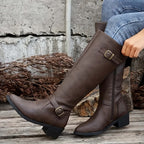 Women's Buckle Strap Knee High Riding Boots