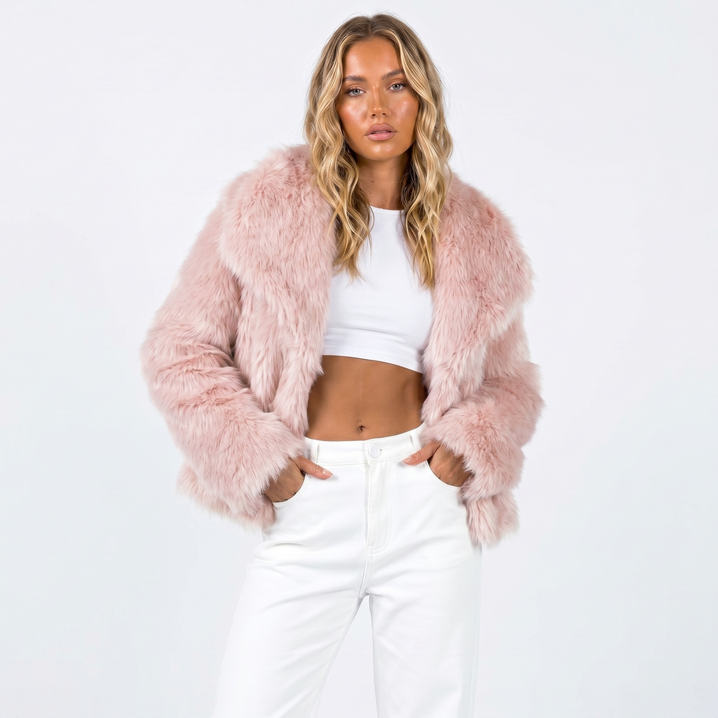 Women's Cropped Faux Fur Jacket