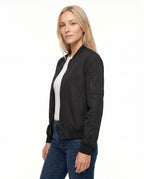 Women's Classic Zip-Up Bomber Jacket with Sleeve Pocket