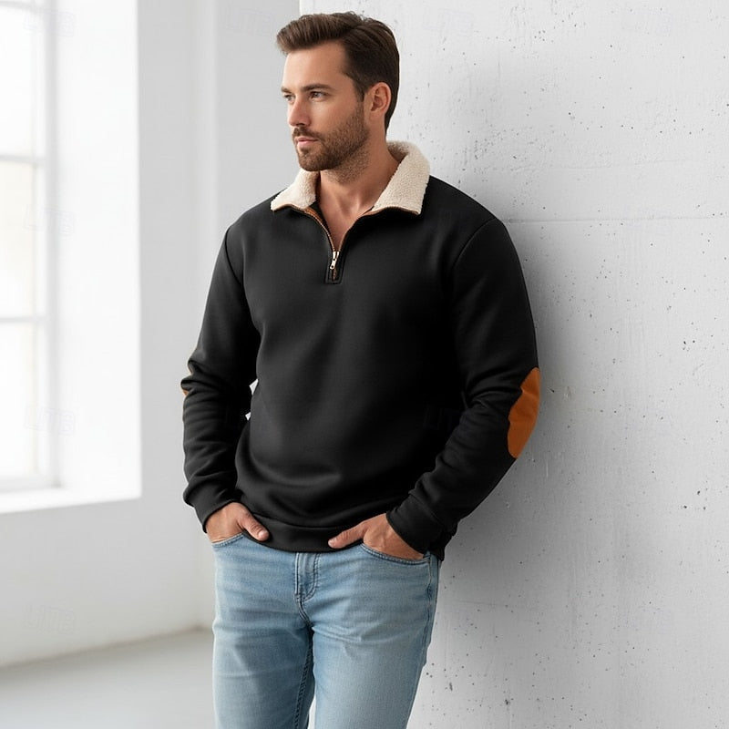 Men's Sherpa Collar Quarter-Zip Pullover Sweatshirt