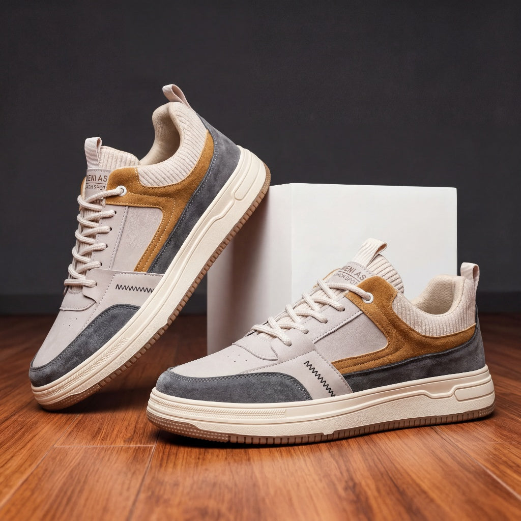 Men's Casual Colour Block Low-Top Lace-Up Trainers