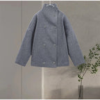 Women's Oversized Funnel Neck Double-Breasted Coat