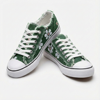 Women's Floral Print Distressed Denim Sneakers