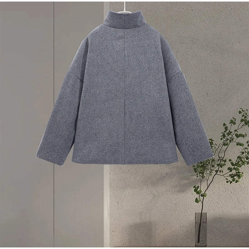 Women's Oversized Funnel Neck Double-Breasted Coat