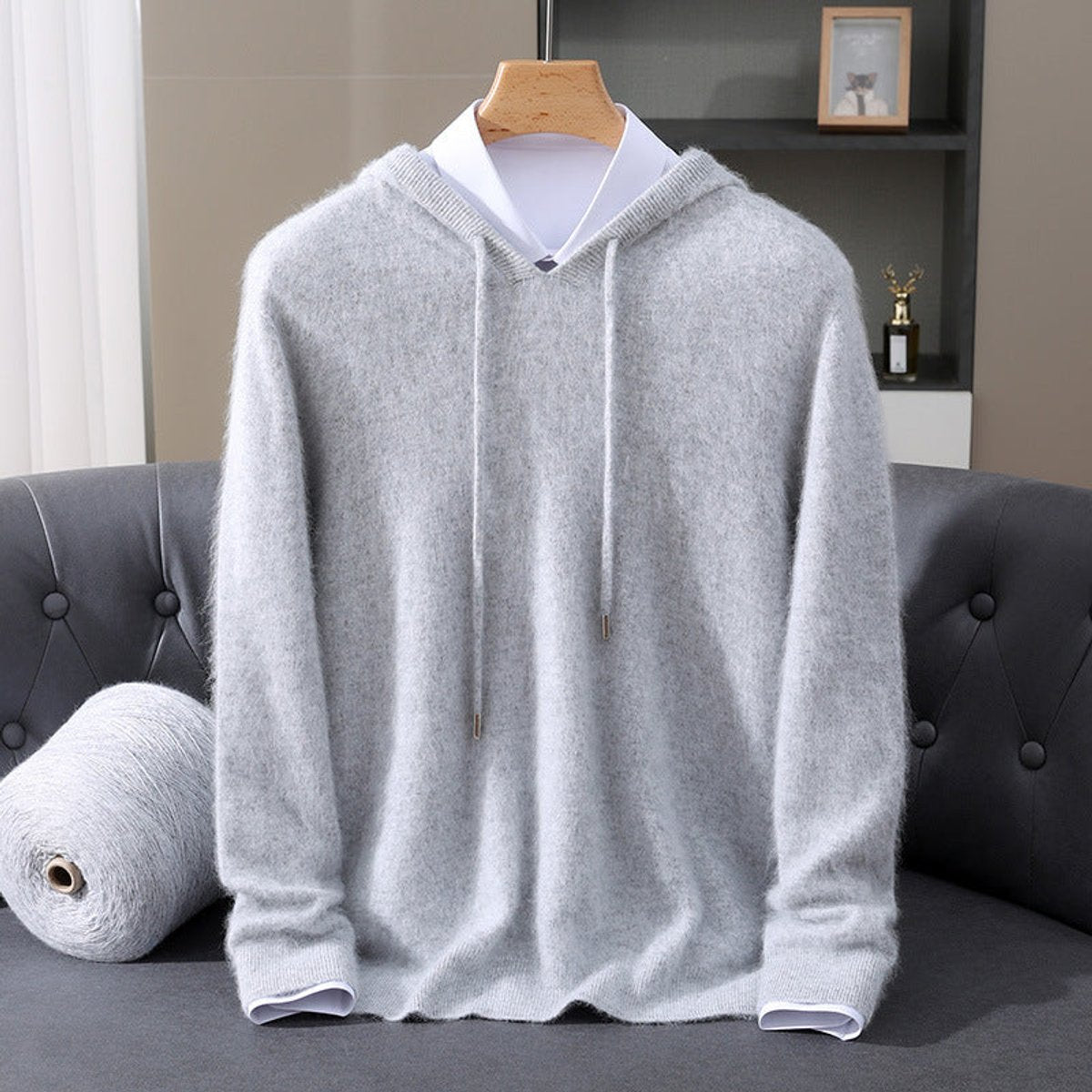 Men's Soft Knit Drawstring Hooded Sweater