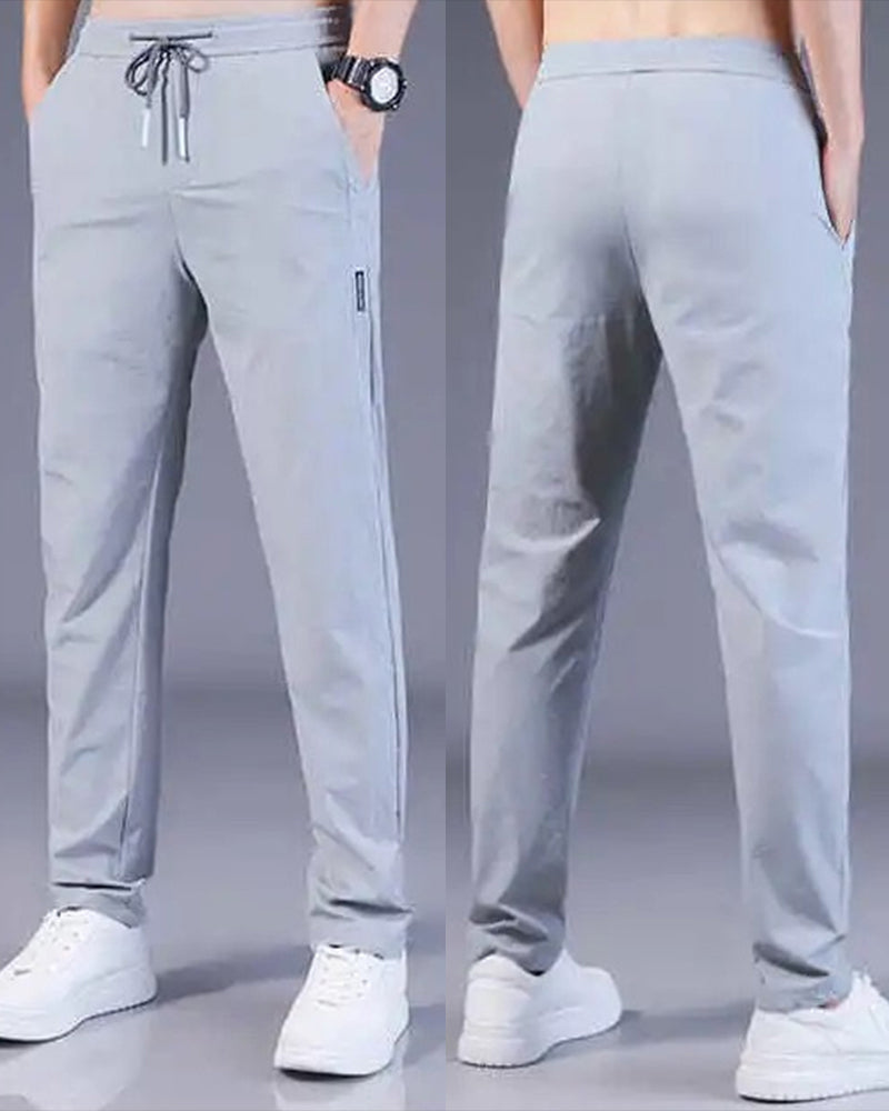 Men's Slim Fit Drawstring Woven Track Pants