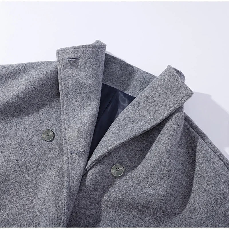 Women's Oversized Funnel Neck Double-Breasted Coat