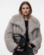 Women's Cropped Open-Front Faux Fur Jacket