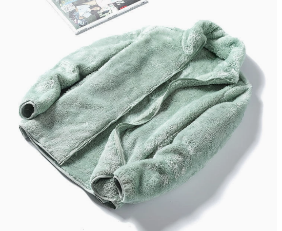 Women's Fluffy Plush Fleece Zip-Up Jacket with Stand Collar