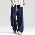 Men's Wide Leg Drawstring Linen Trousers