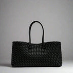 Women's Woven Leather Structured Tote Bag