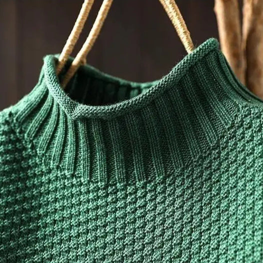 Women’s Oversized Waffle Knit Mock Neck Sweater