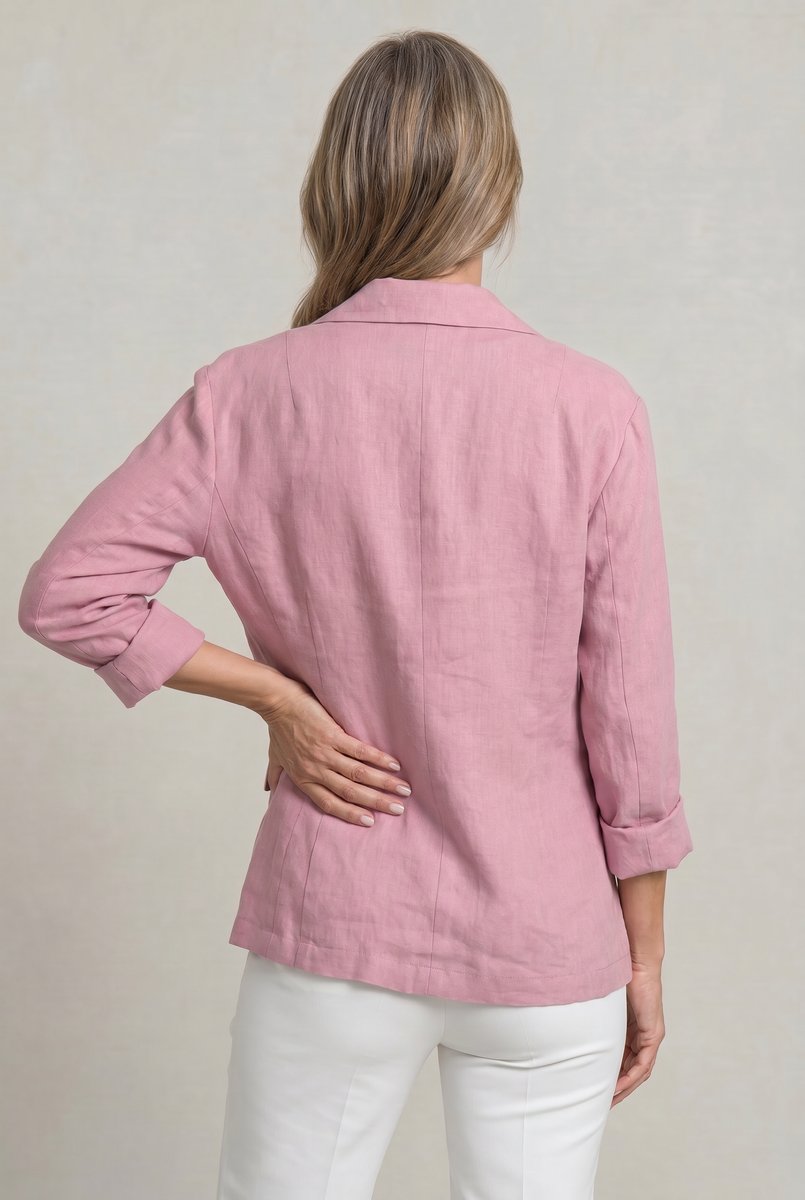Women's Single Button Notch Collar Linen Blazer