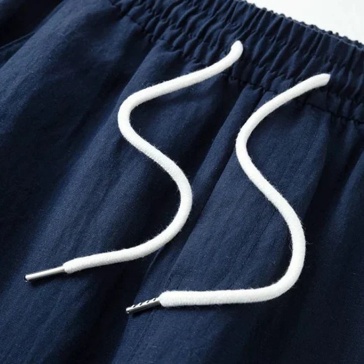 Men's Wide Leg Drawstring Linen Trousers