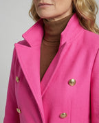 Women’s Military-Style Double-Breasted Maxi Coat with Peak Lapels