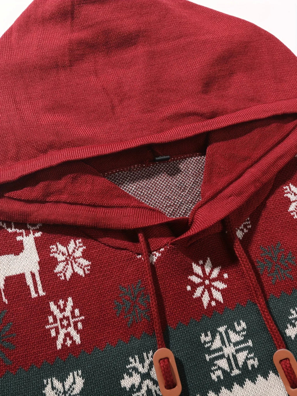 Men’s Reindeer Jacquard Knit Hooded Christmas Sweater