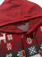 Men’s Reindeer Jacquard Knit Hooded Christmas Sweater
