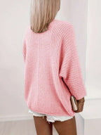 Women's Oversized Ribbed Knit Open-Front Cardigan
