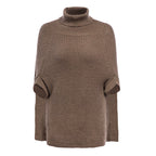 Women’s Ribbed Knit Turtleneck Cape Sweater