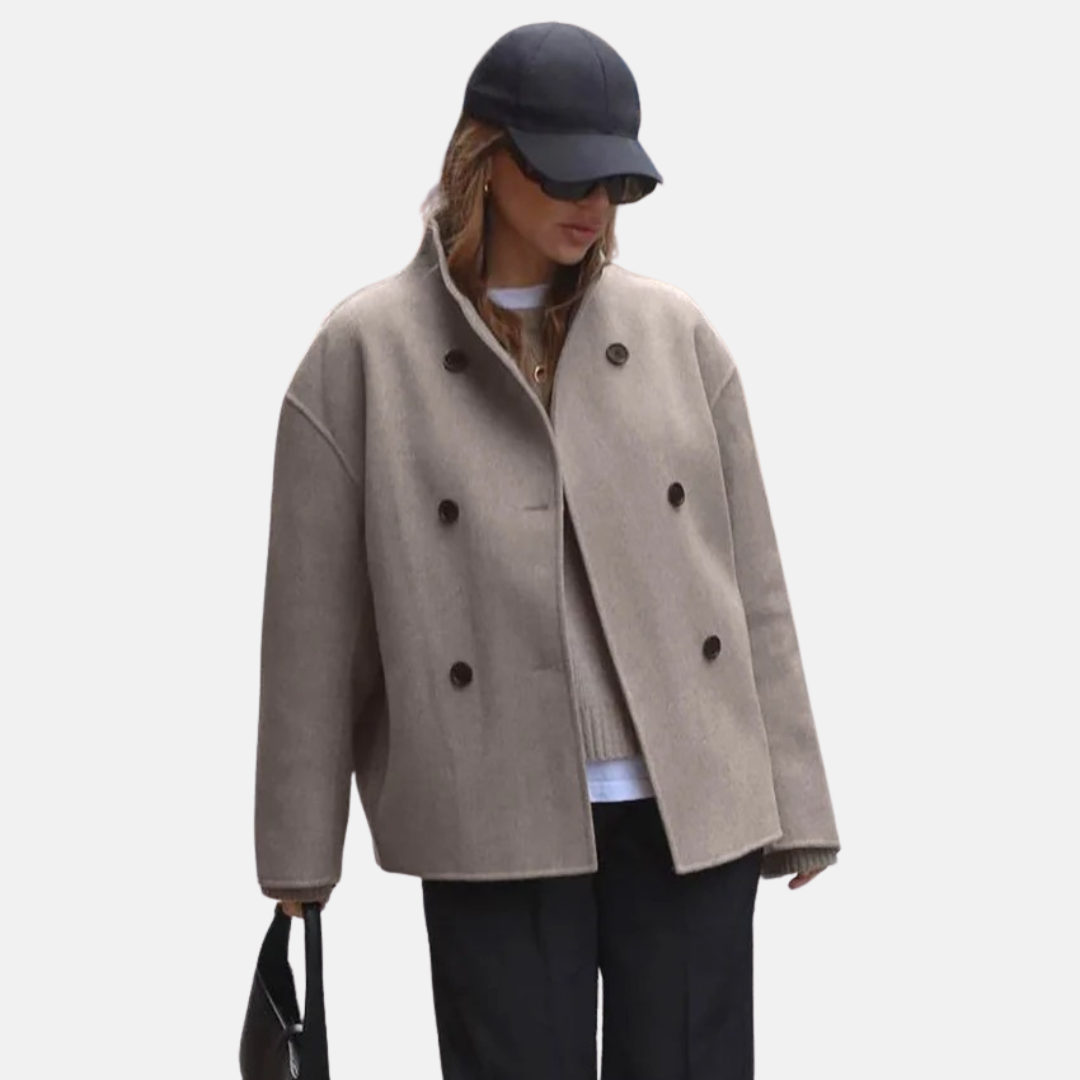 Women’s Double-Breasted Stand Collar Short Coat