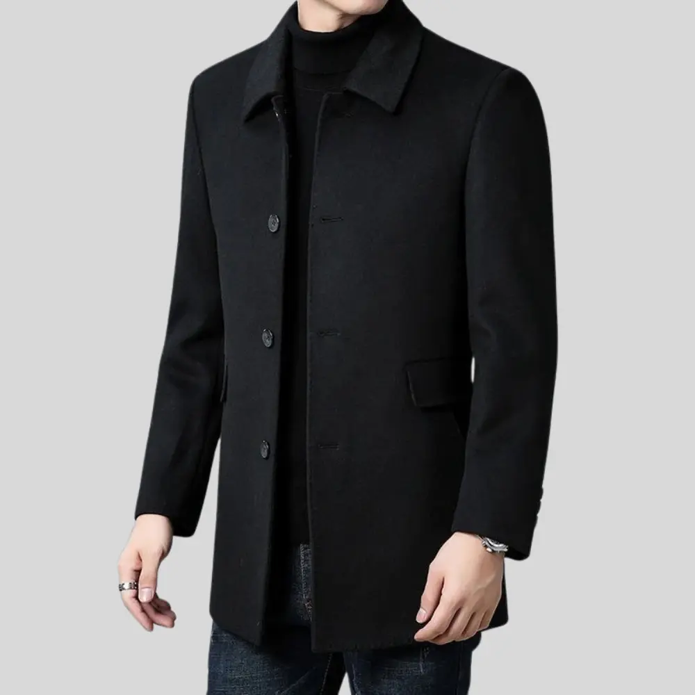 Men's Single-Breasted Tailored Overcoat