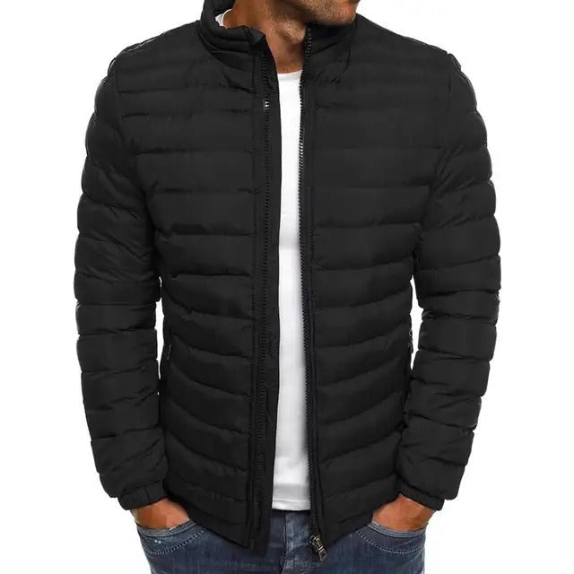 Men's Lightweight Quilted Puffer Jacket with Stand Collar