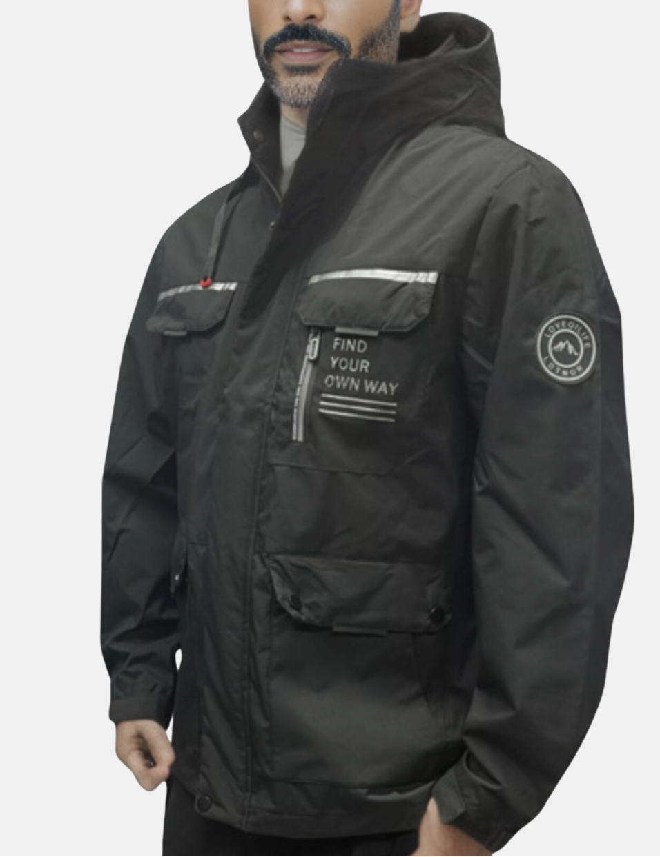 Men's Multi-Pocket Utility Windbreaker Jacket