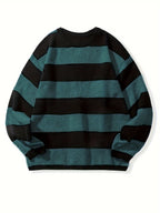 Men's Oversized Wide Stripe Crew Neck Knit Sweater
